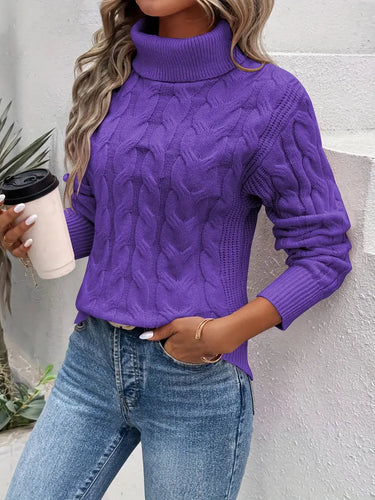 Stilla | Kabelstrik mønster kvinders turtleneck sweater