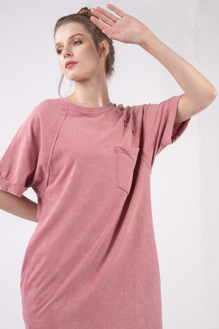 Stilla | J Vasket Rund Hals Mini Tee Kjole