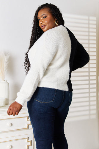 Stilla | Wings Woven Right Contrast Knap-Front V-Hals Cardigan