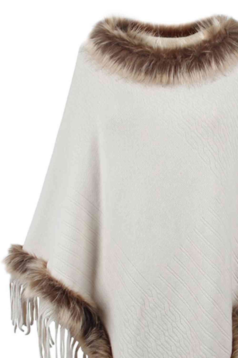 Stilla | Pelskantet Frynset Poncho