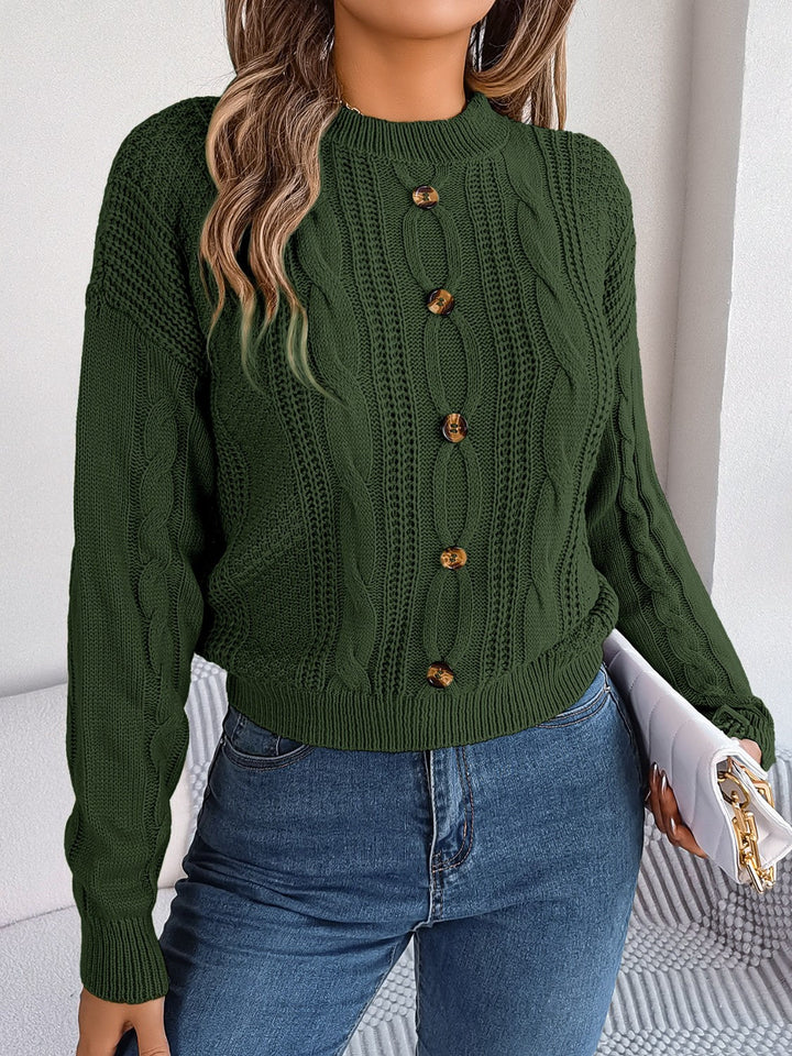 Stilla | Strikket Knap Rundt Hals Sweater