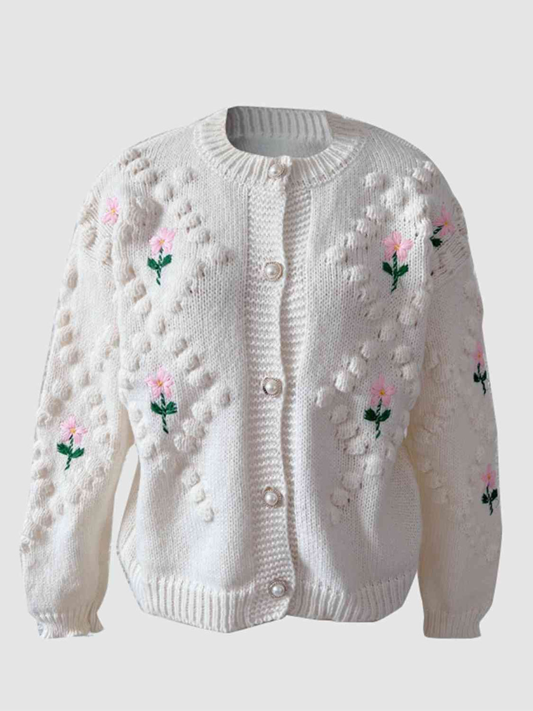 Stilla | Knapper Op Rund Hals Langærmet Cardigan