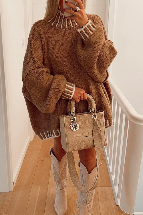 Stilla | Cozy Rullehals Sweater med Farveblokmønster