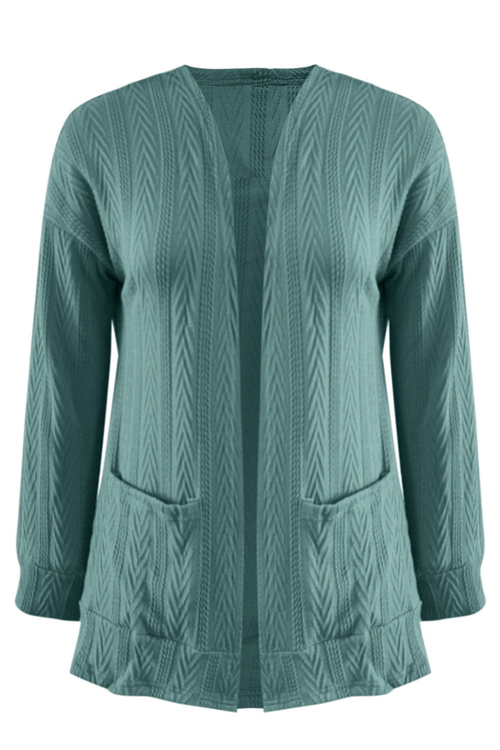 Stilla | Plus Size Tekstureret Åben Front Langærmet Cardigan