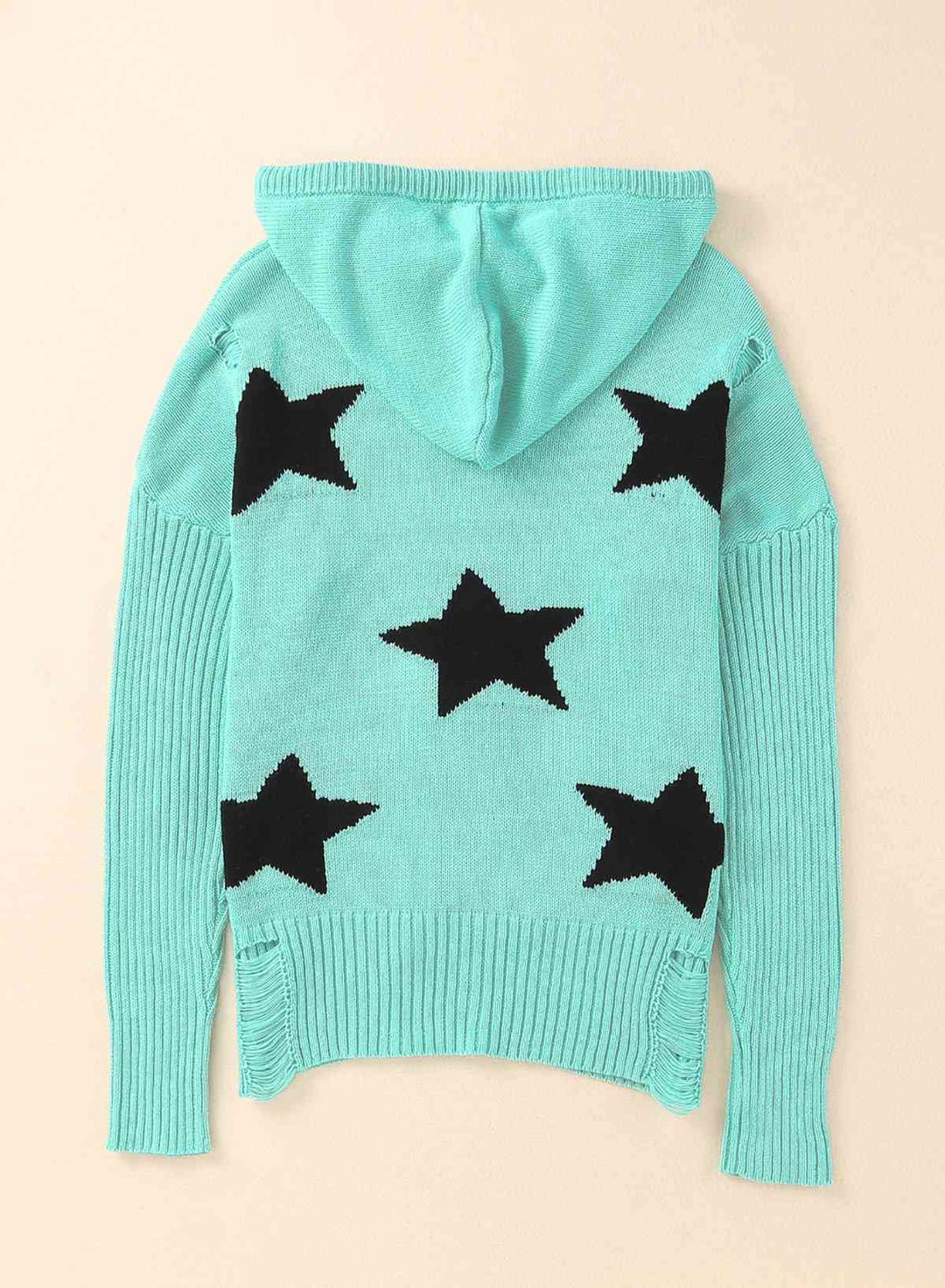 Stilla | Right Star Distressed Slit Hoodie Sweater