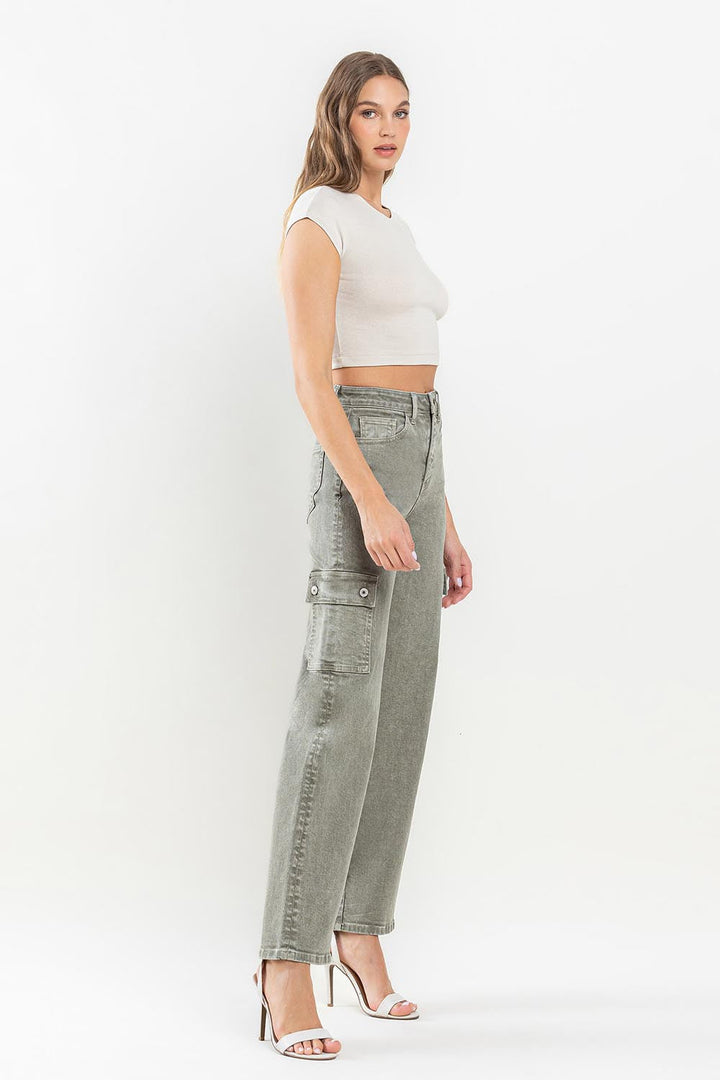 Stilla | by Flying Monkey 90'ernes Super High Rise Cargo Jeans
