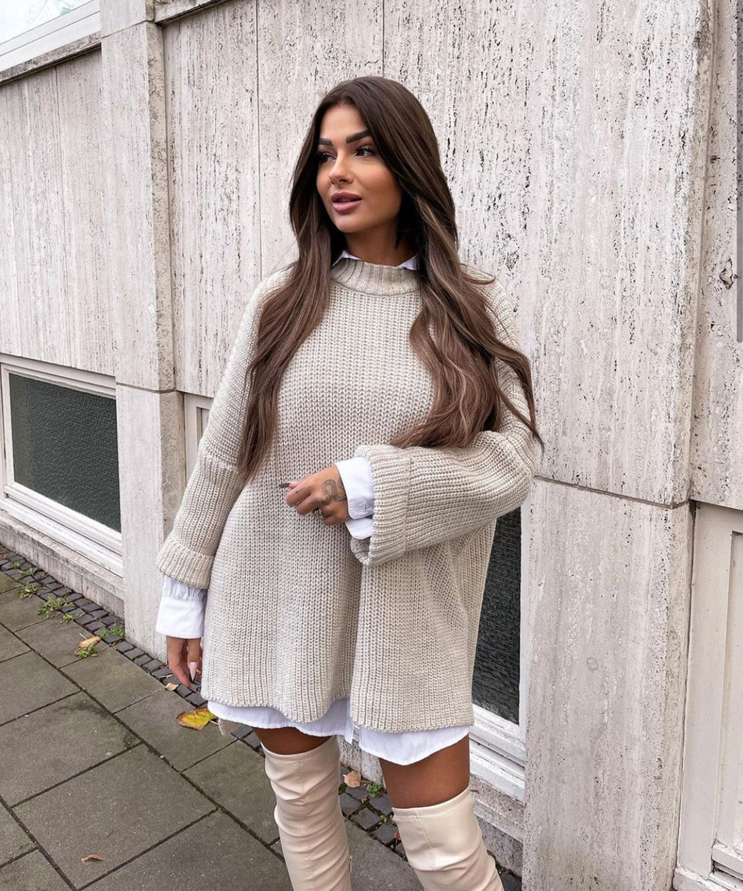 Stilla | Cozy Oversized Strik Sweater I Blød Beige