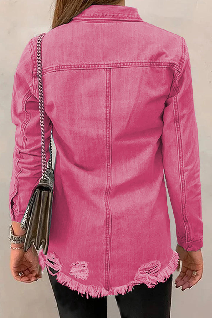 Stilla | Raw Hem Snap Down Denim Jakke