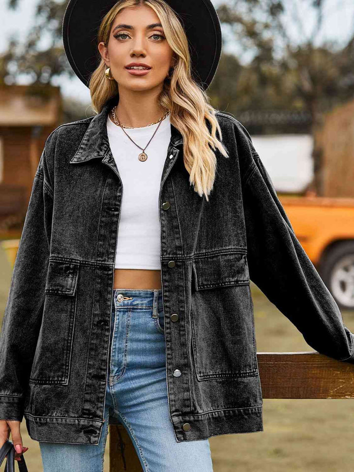 Stilla | Skulder Denim Jakke Med Lommer