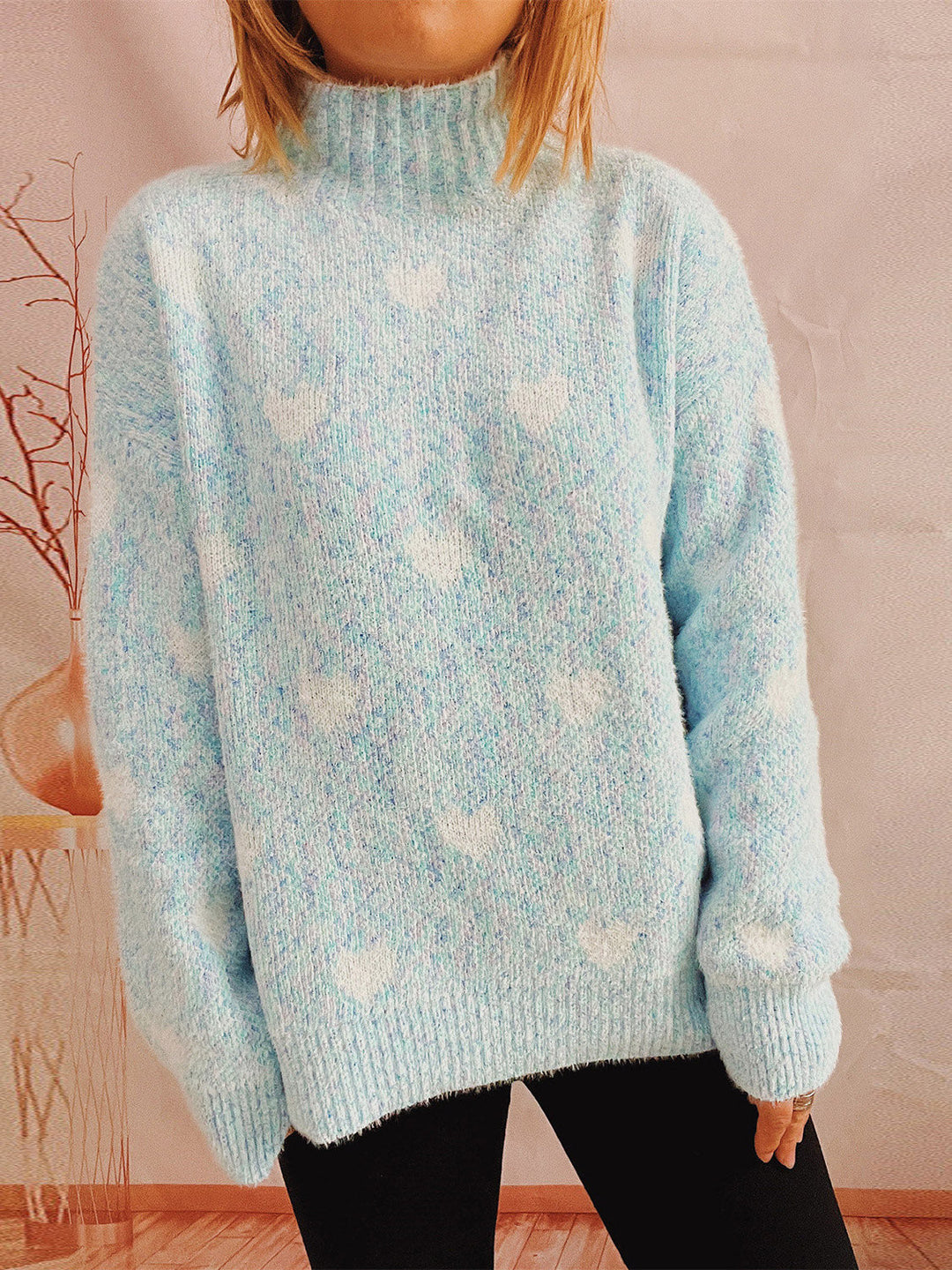 Stilla | Heathered Turtleneck Drop Shoulder Sweater