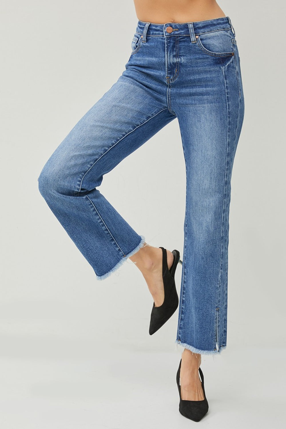 Stilla | Høj Talje Rå Kant Split Lige Jeans