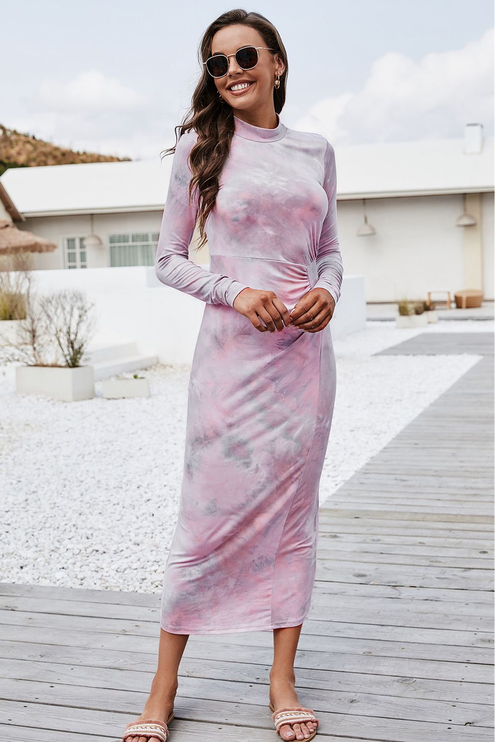 Stilla | Dye Mock Neck Langærmet Kjole
