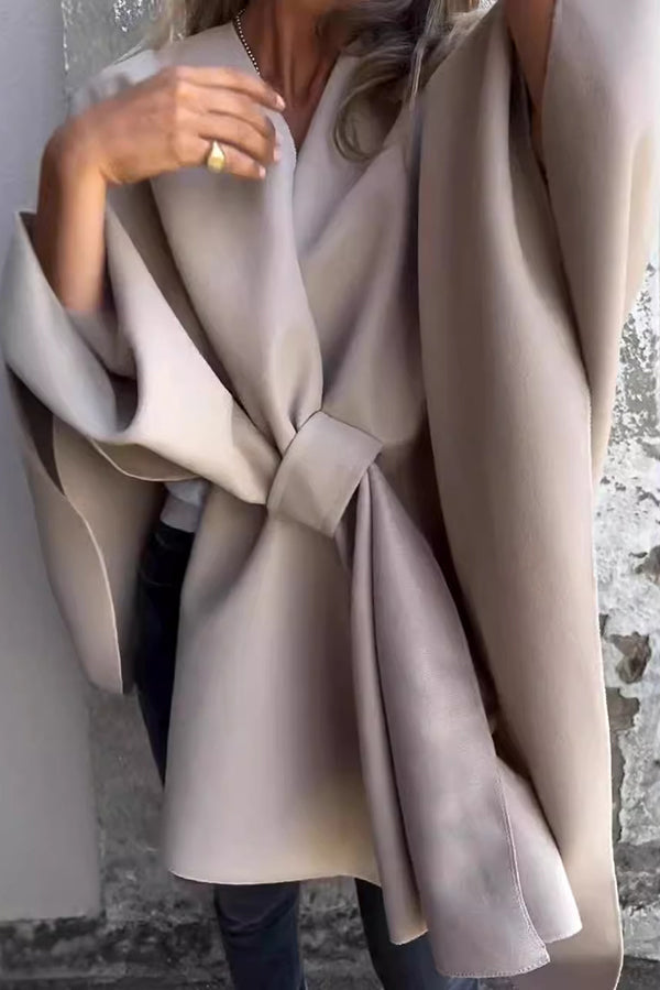 Stilla | Cozy, Loose V-Hals Stole Cape Jakke