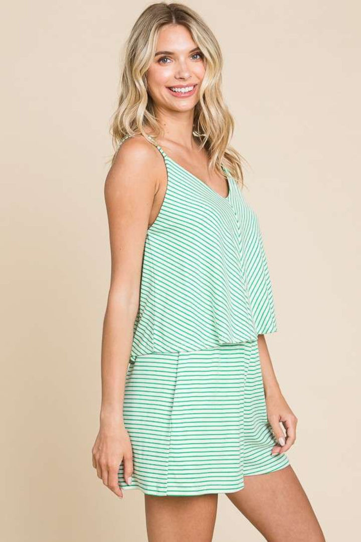 Stilla | Code Fuldt Størrelse Dobbelt Flare Stribet Romper