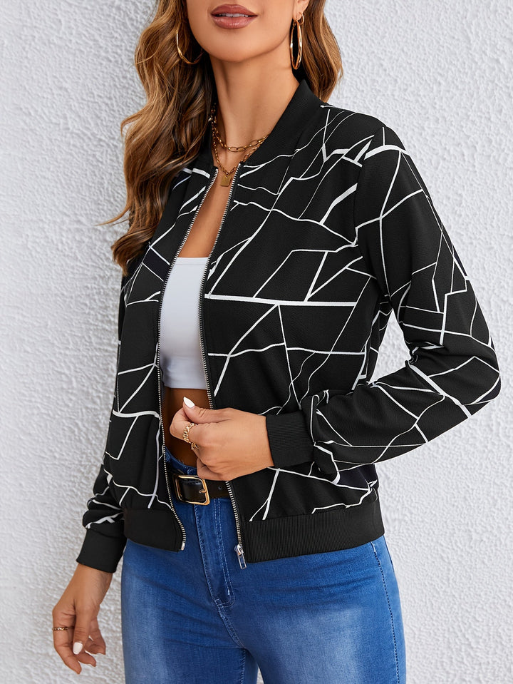Stilla | Geometrisk Mønstret Zip Jakke