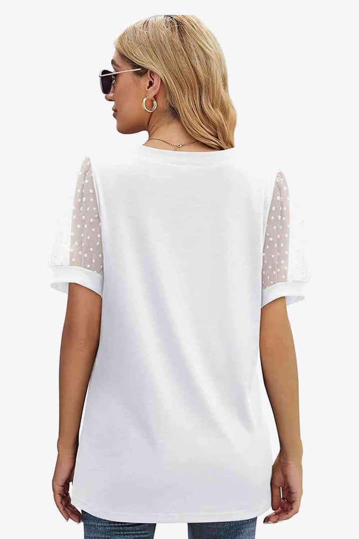 Stilla | Dot Puff Sleeve V-hals Tee