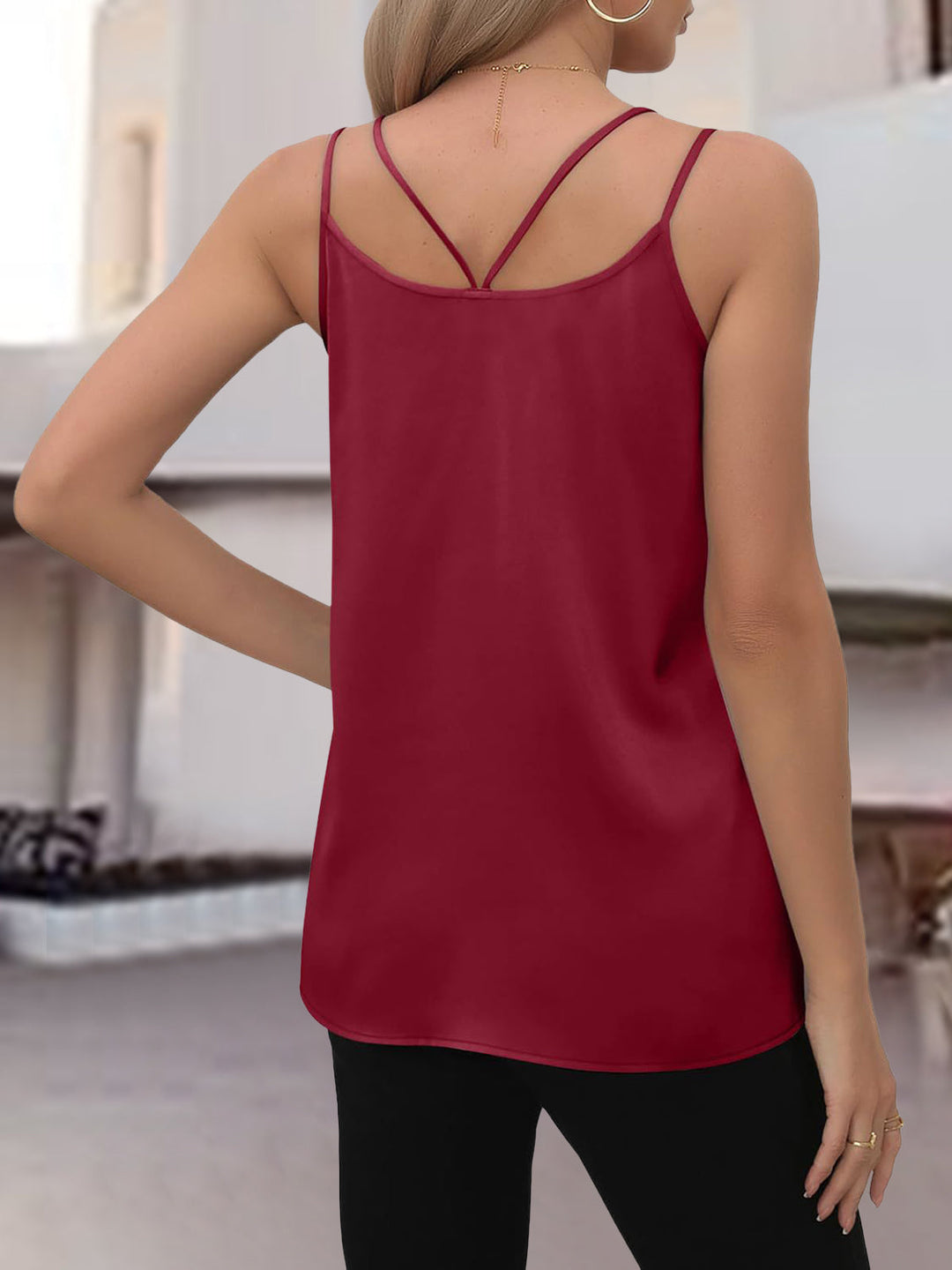 Stilla | V Hals Dobbelt Spaghetti Strop Cami