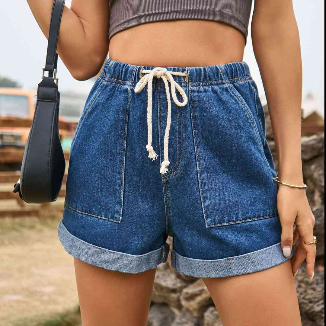 Stilla | Høj Talje Denim Shorts Med Lommer