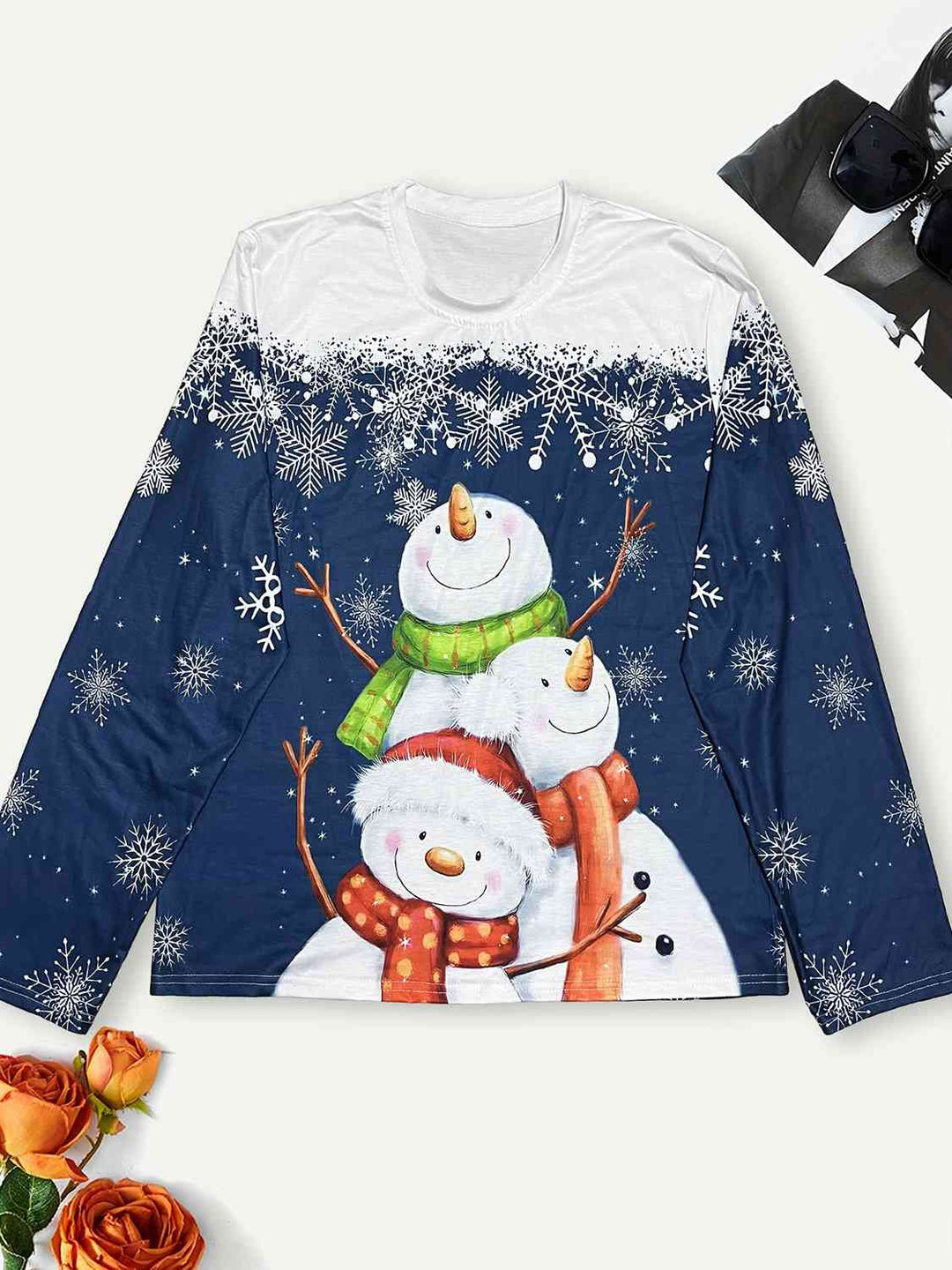 Stilla | Størrelse Snemand & Snefnug Rund Hals T-shirt
