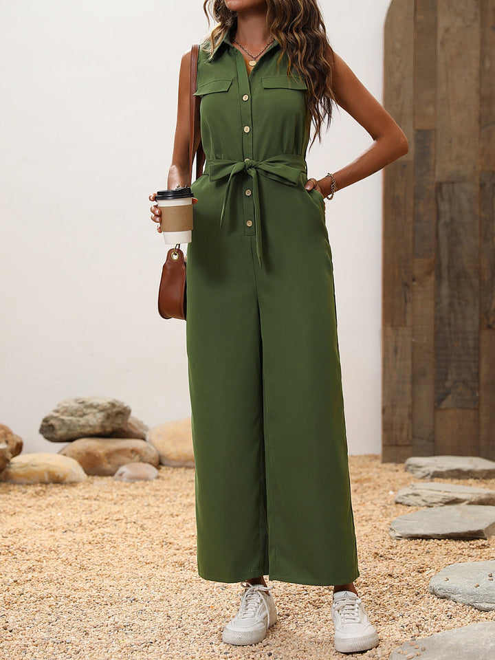 Stilla | Talje Ærmeløs Bred Ben Jumpsuit