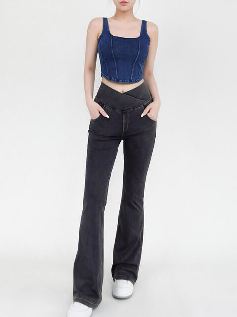 Stilla | Talje Bootcut Jeans Med Lommer
