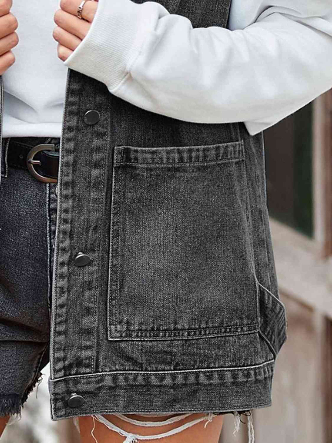 Stilla | up Ærmeløs Denim Jakke Med Lommer