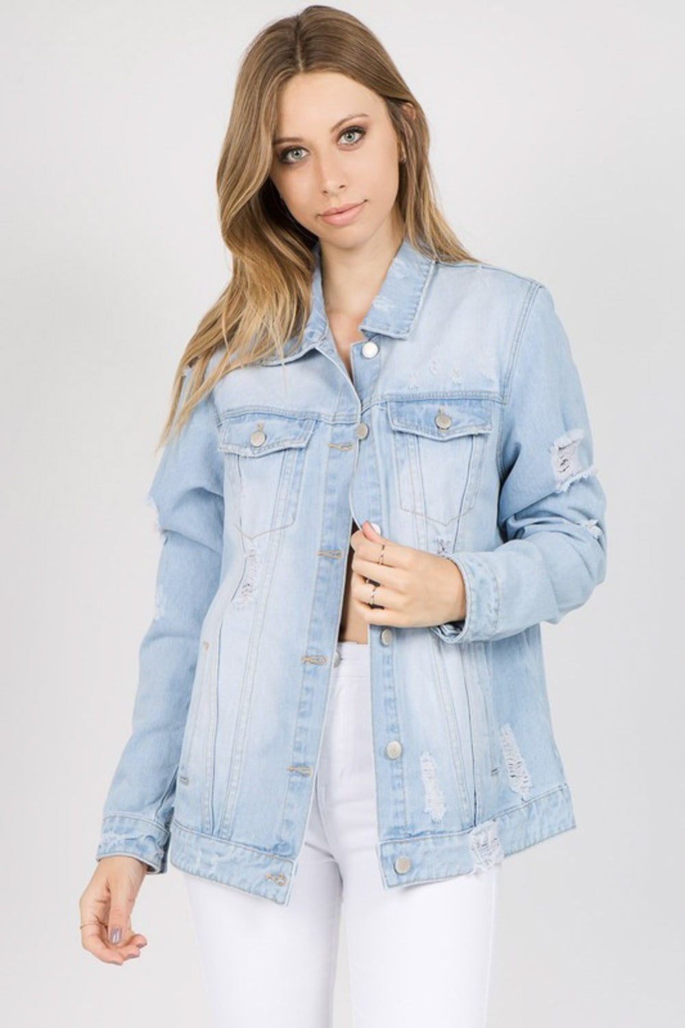 Stilla | Bazi Bogstaves Patched Slidt Denim Jakke