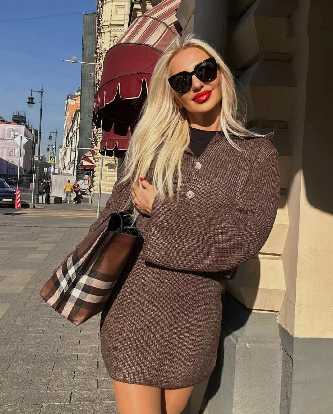 Stilla | Cozy Strik Cardigan og Casual Mini Nederdel Sæt