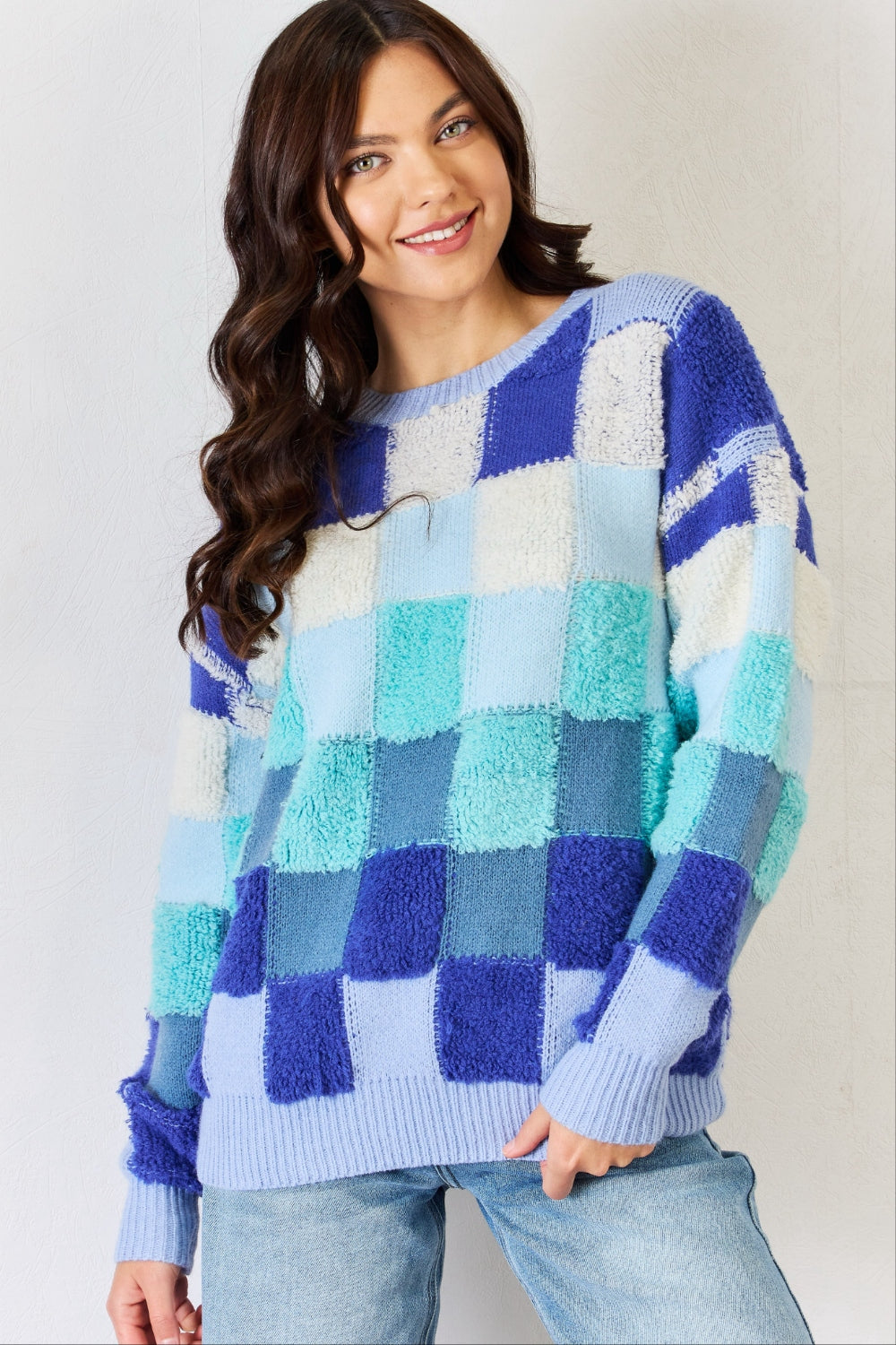Stilla | Checkered Rund Hals Langærmet Sweater