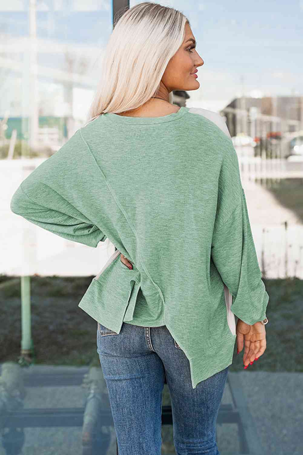 Stilla | Block Udsat Søm Asymmetrisk Sweatshirt