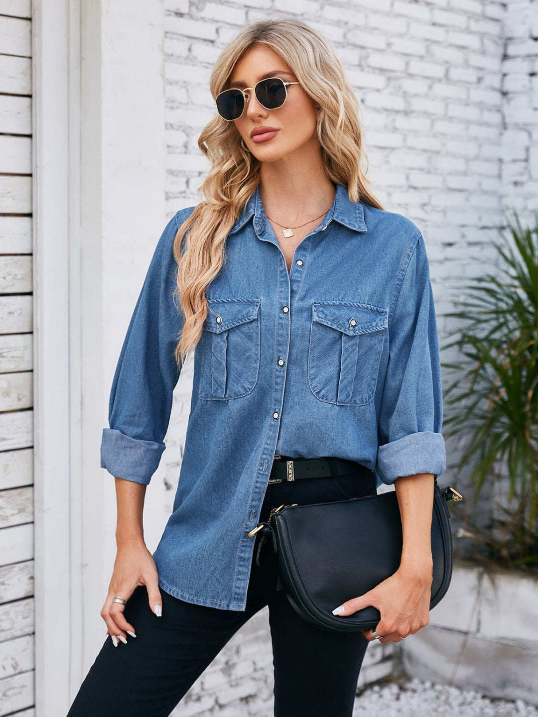 Stilla | Up Collared Neck Denim Jacket