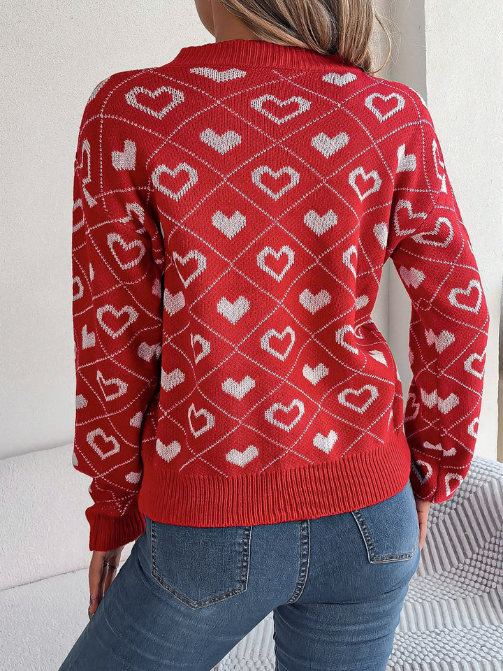 Stilla | Mønstret V-Hals Langærmet Sweater