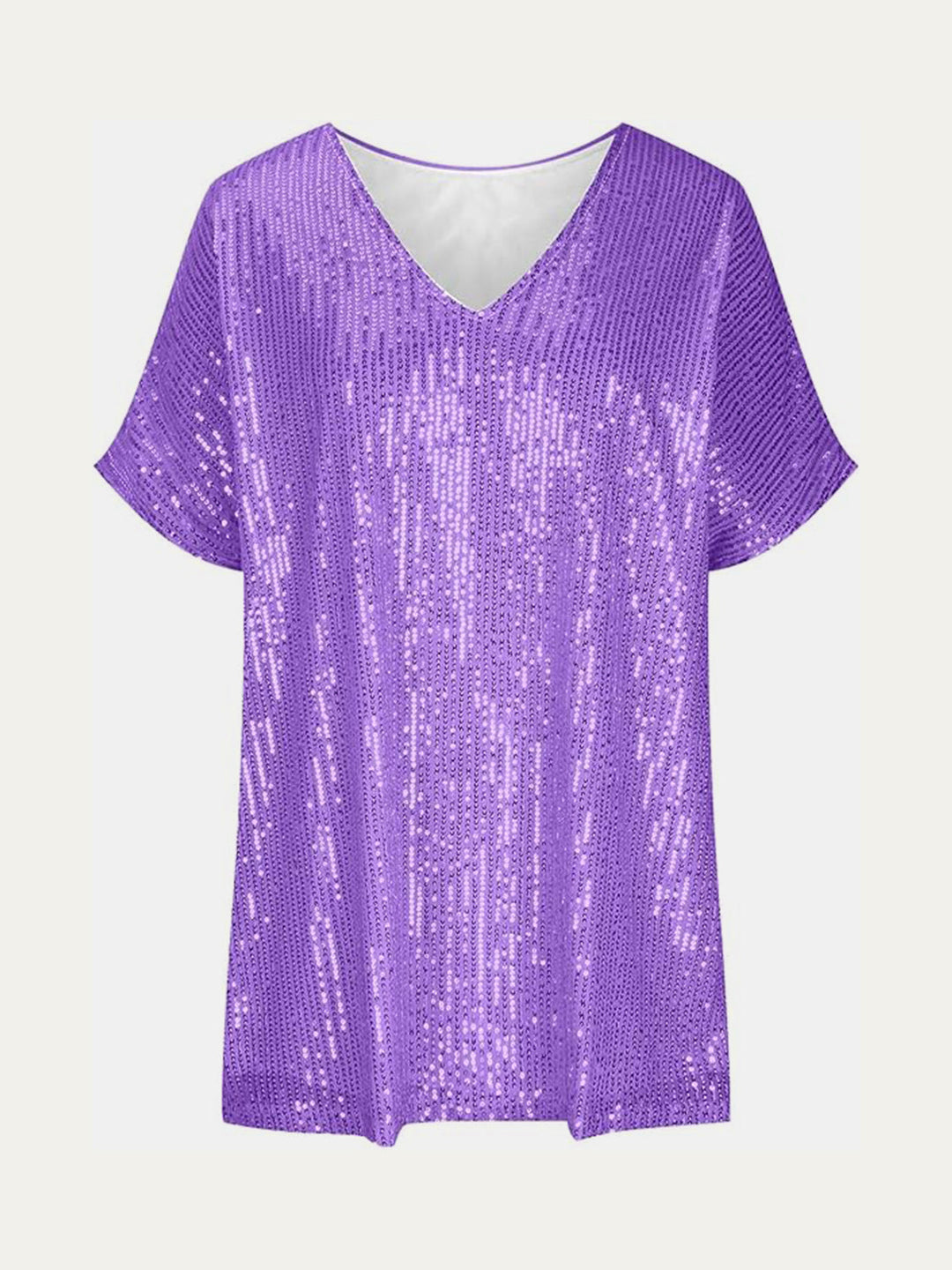 Stilla | Plus Size Paillet V-Hals Kortærmet Top