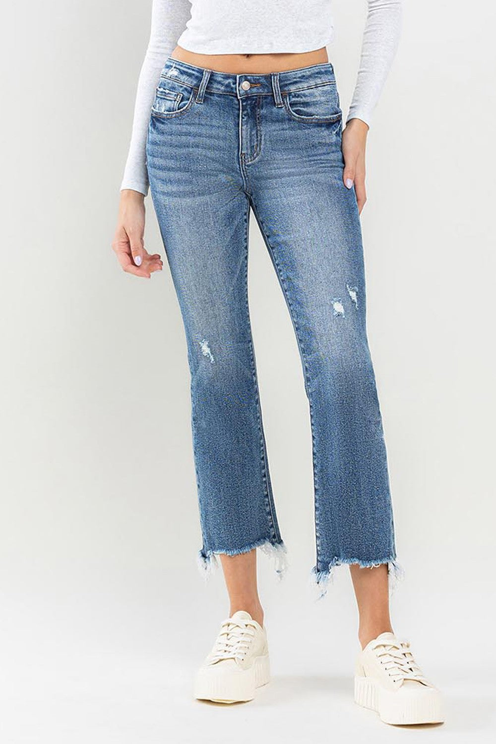 Stilla | Mid Rise Frayed Hem Jeans