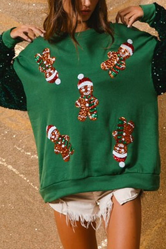 Stilla | Jul Løs Rundhals Pailletter Ærme Sweatshirt