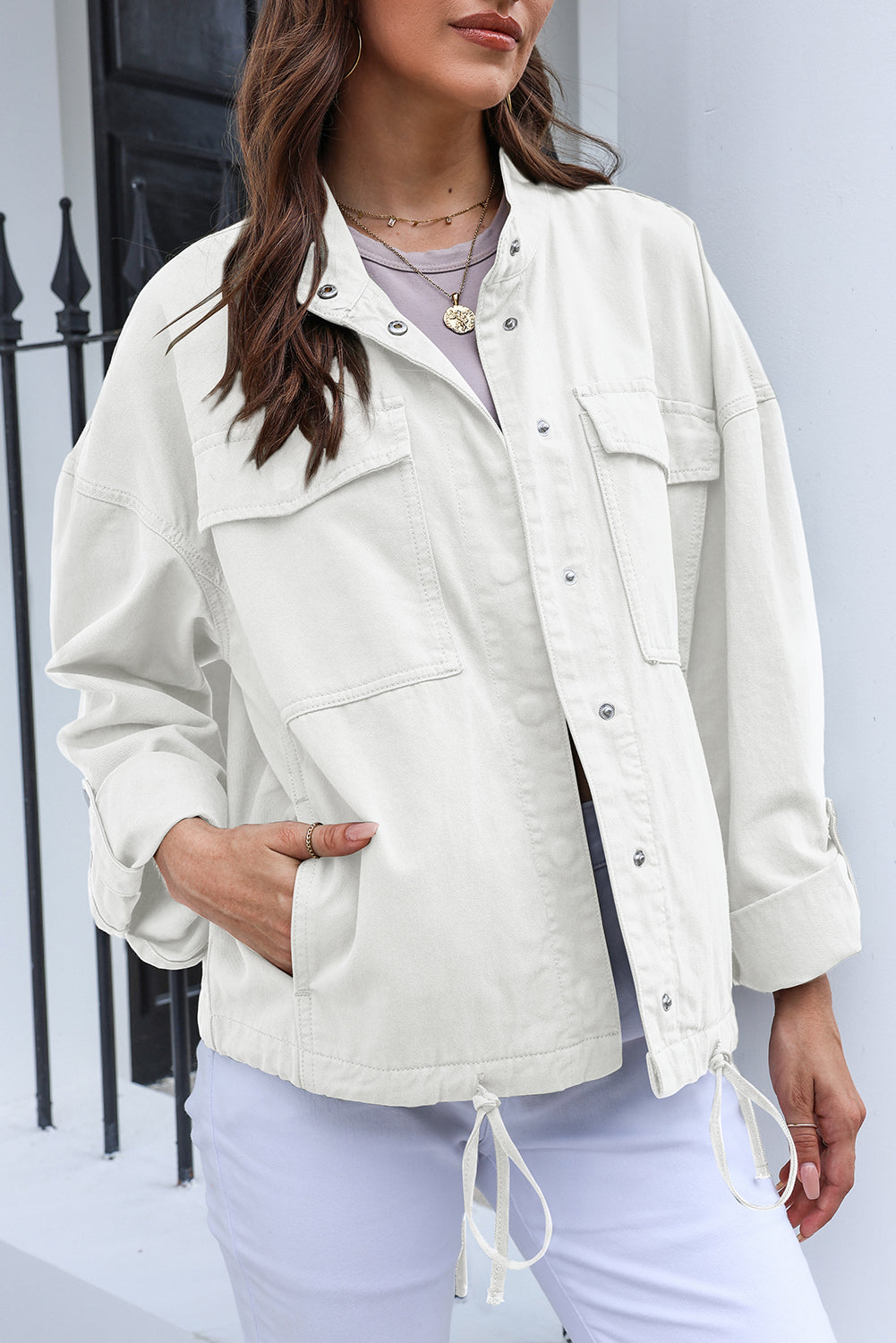 Stilla | Snap Down Dropped Shoulder Denim Jakke
