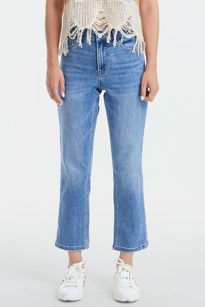 Stilla | Full Size Høj Talje Raw Hem Straight Jeans