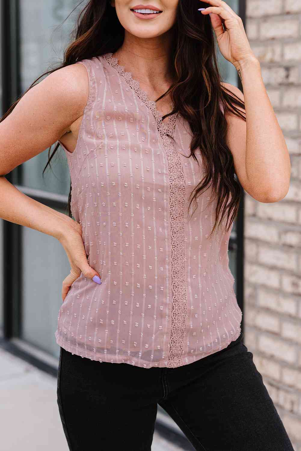 Stilla | Swiss Dot Blonde Detalje Dyk Tank