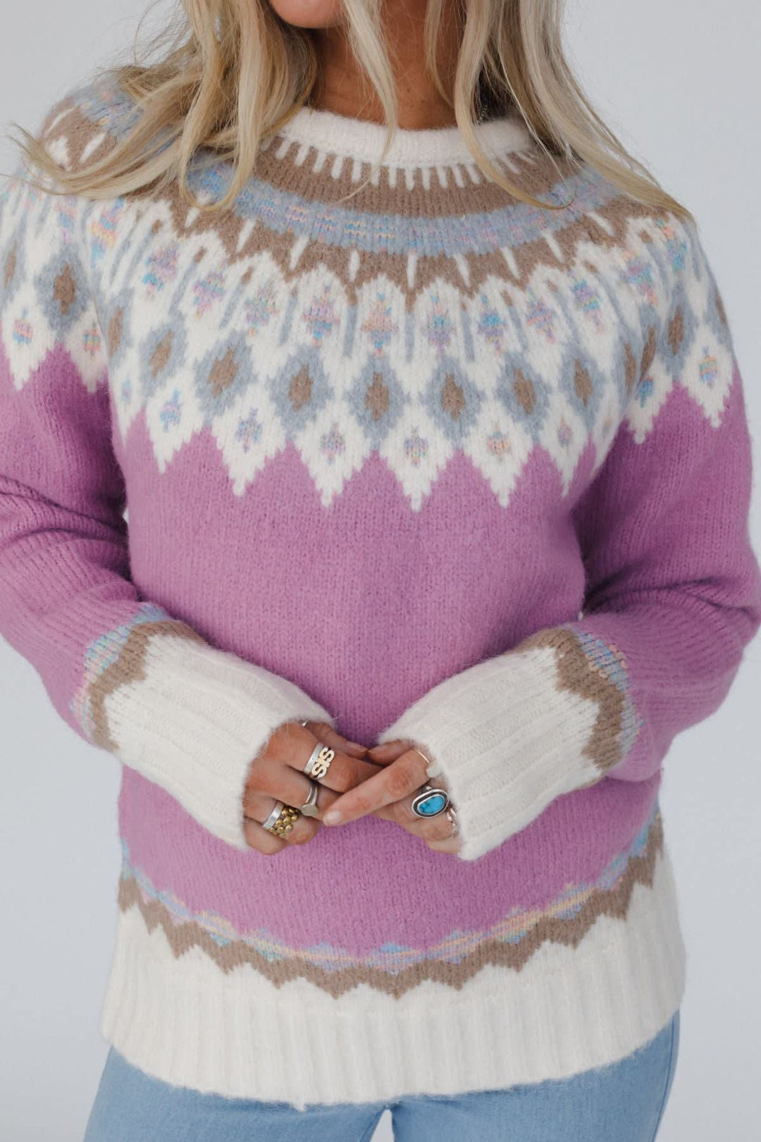 Stilla | Jul Forstærket Rund Hals Lange Ærmer Strik Pullover