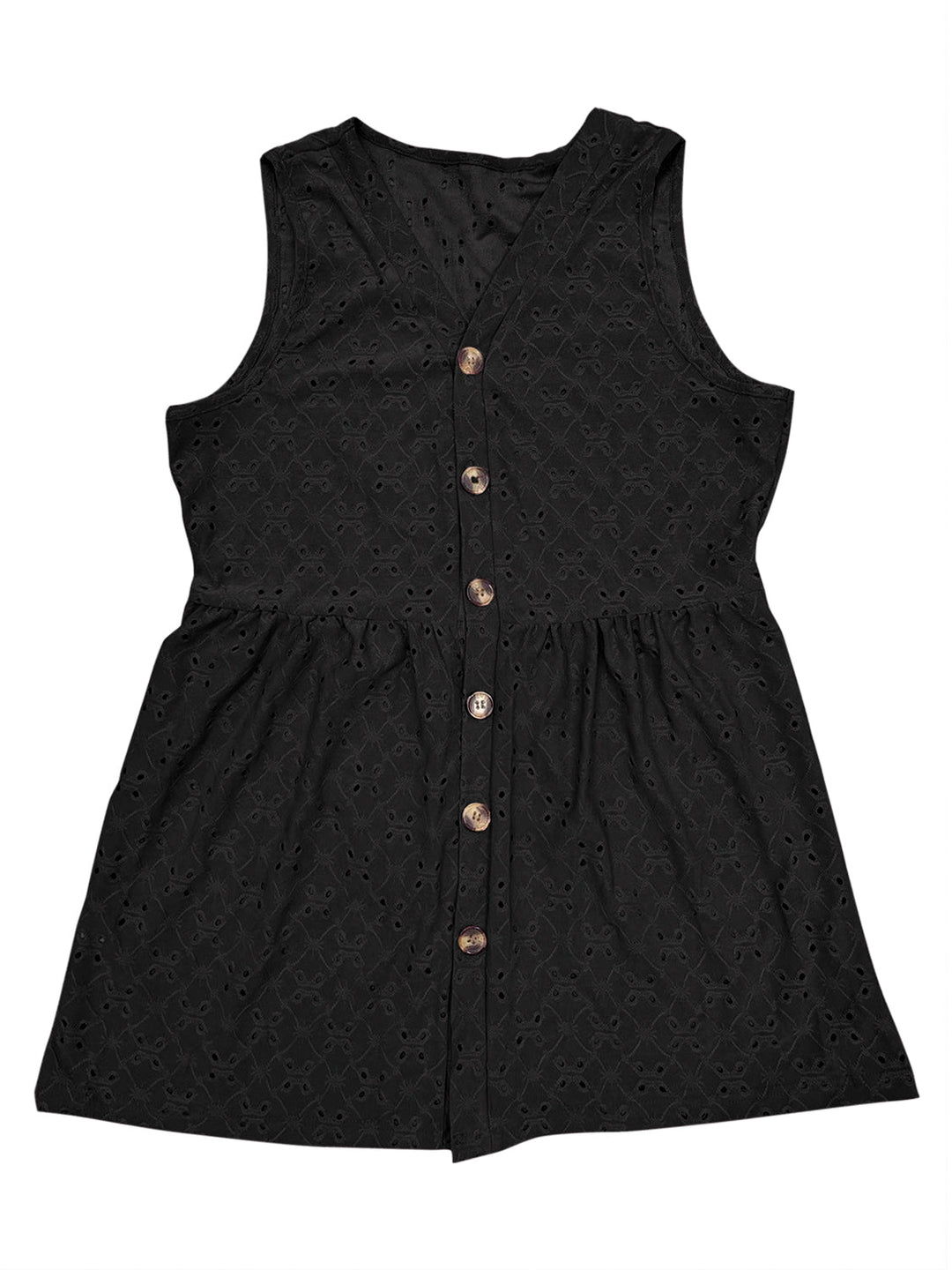 Stilla | Plus Size Eyelet Knap Op V-Hals Tank