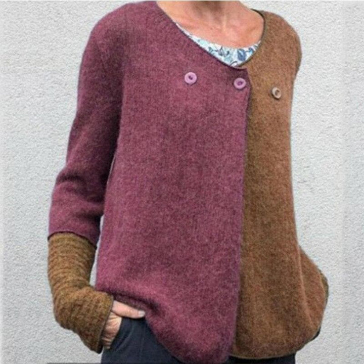 Stilla | Relaxed Fit Sweatshirt Farveblok Knap-Front Sweatshirt