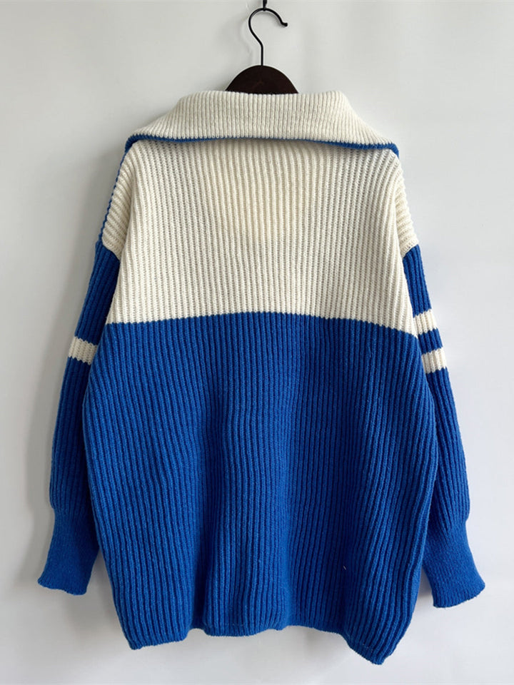 Stilla | To-Farvet Halv Zip Sweater