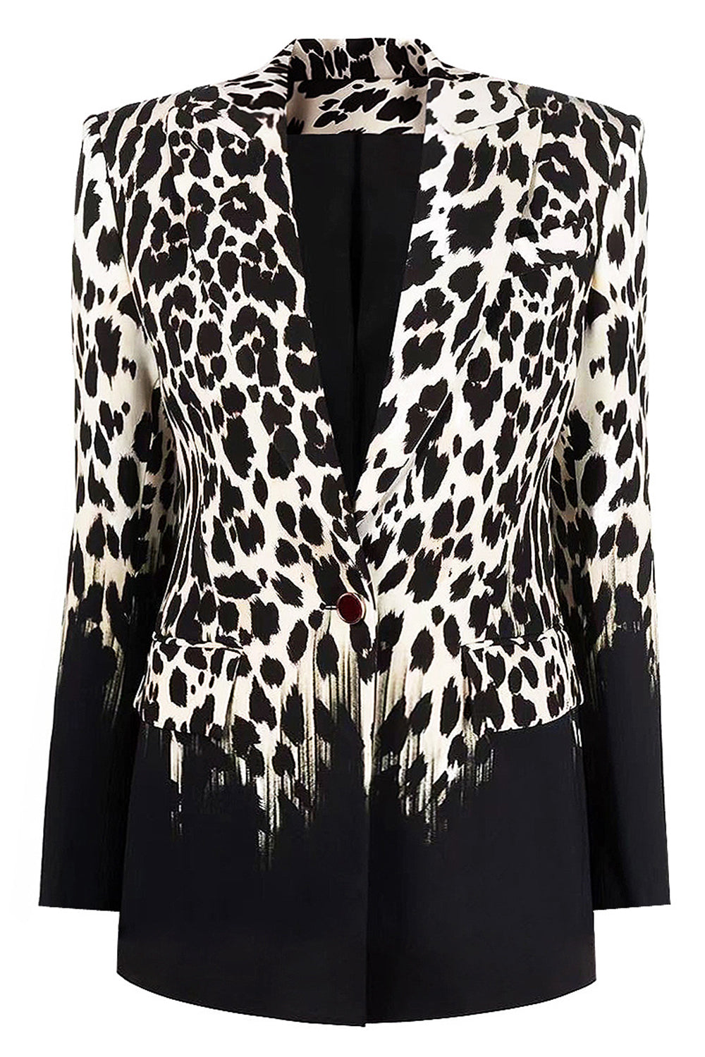 Stilla | Leopard Mønstret Blazer Sort/Hvid Moderne & Elegant