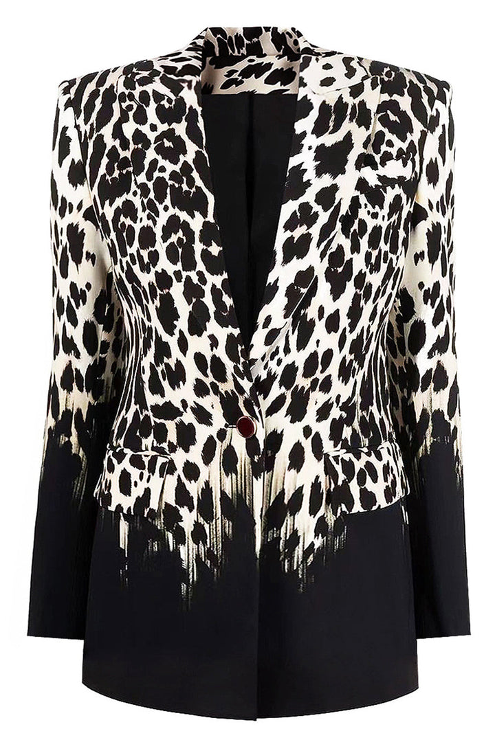 Stilla | Leopard Mønstret Blazer Sort/Hvid Moderne & Elegant