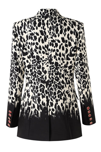 Stilla | Leopard Mønstret Blazer Sort/Hvid Moderne & Elegant