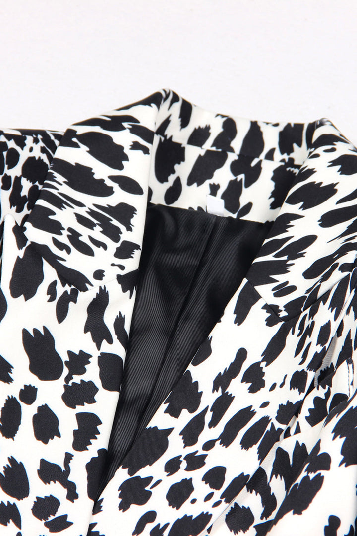 Stilla | Leopard Mønstret Blazer Sort/Hvid Moderne & Elegant