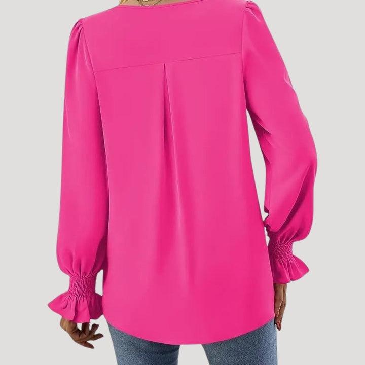 Stilla | Elegant V-Hals Langærmet Bluse