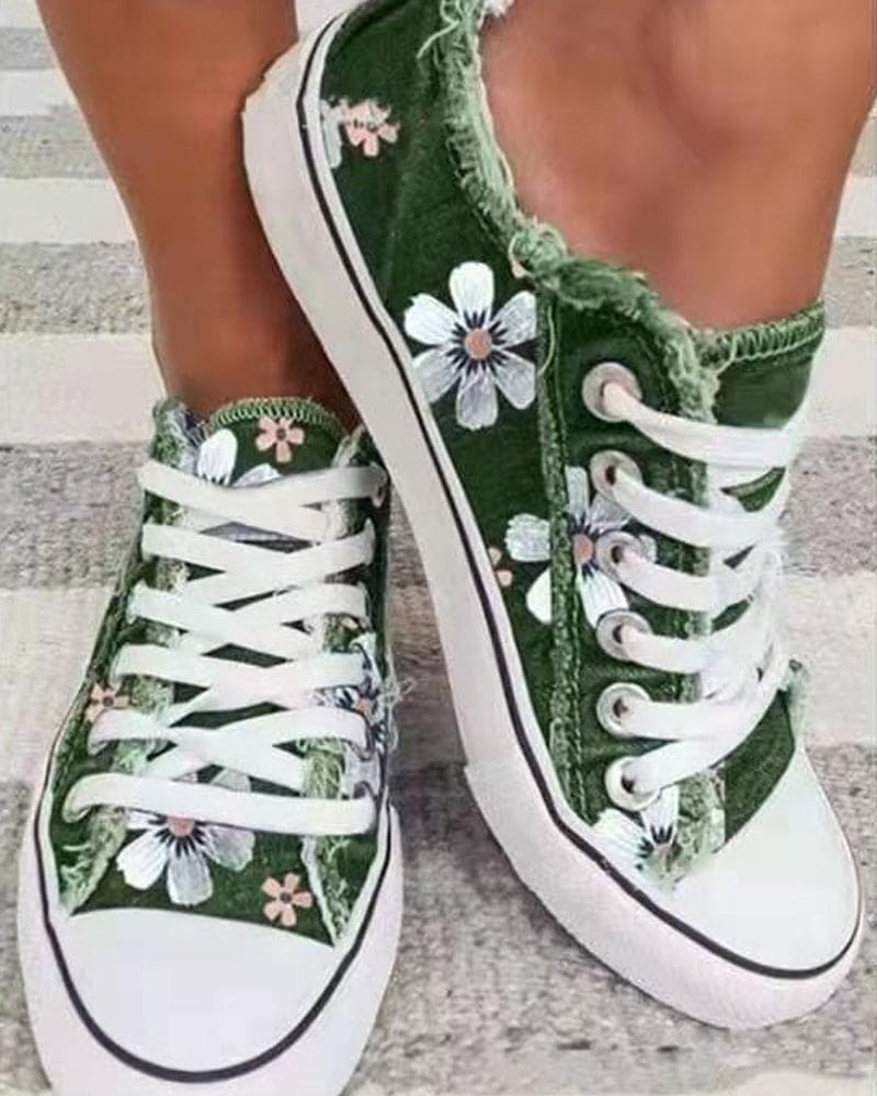 Skovae | Denim Sneakers med blomster