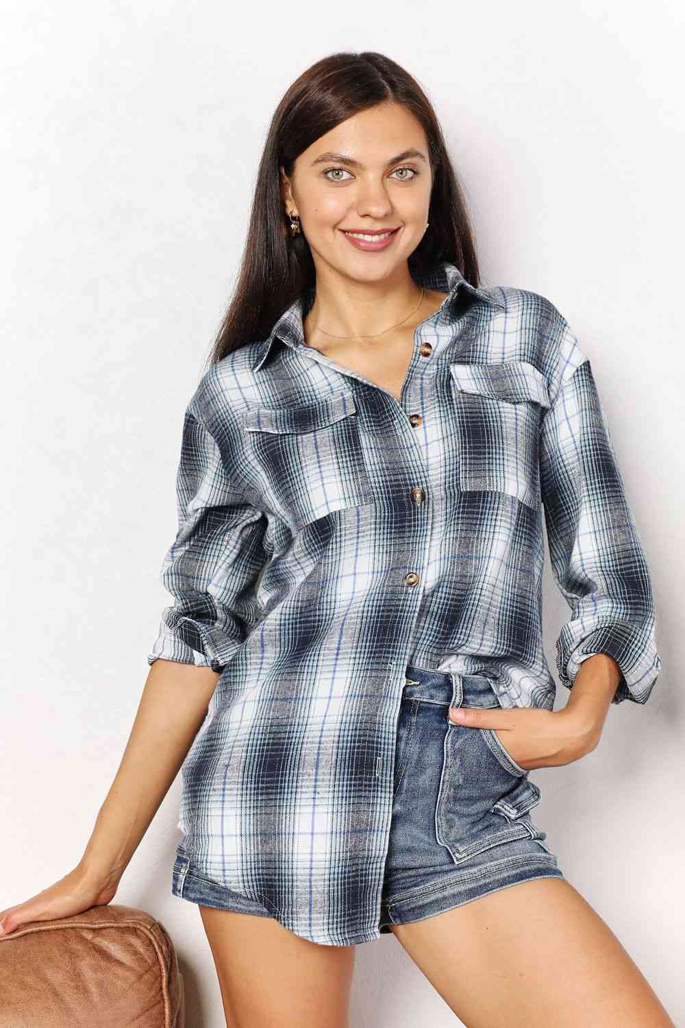 Stilla | Take Plaid Dropped Shoulder Shirt