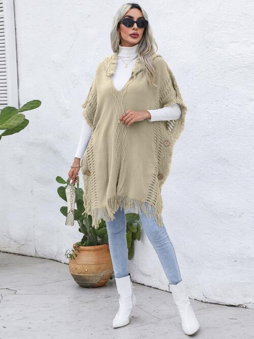 Stilla | Trim Knapperet Hætt Poncho
